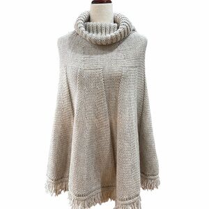 IPERICO‎ Made in Italy Wool Alpaca Blend Turtleneck Cowl Poncho One Size